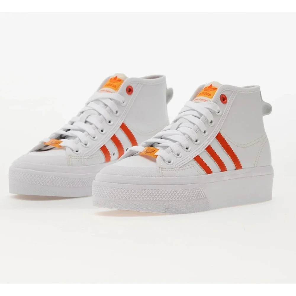 adidas® (Women's 6 M) Nizza™ Platform Mid Her Vegan Sneakers, White Bliss Orange